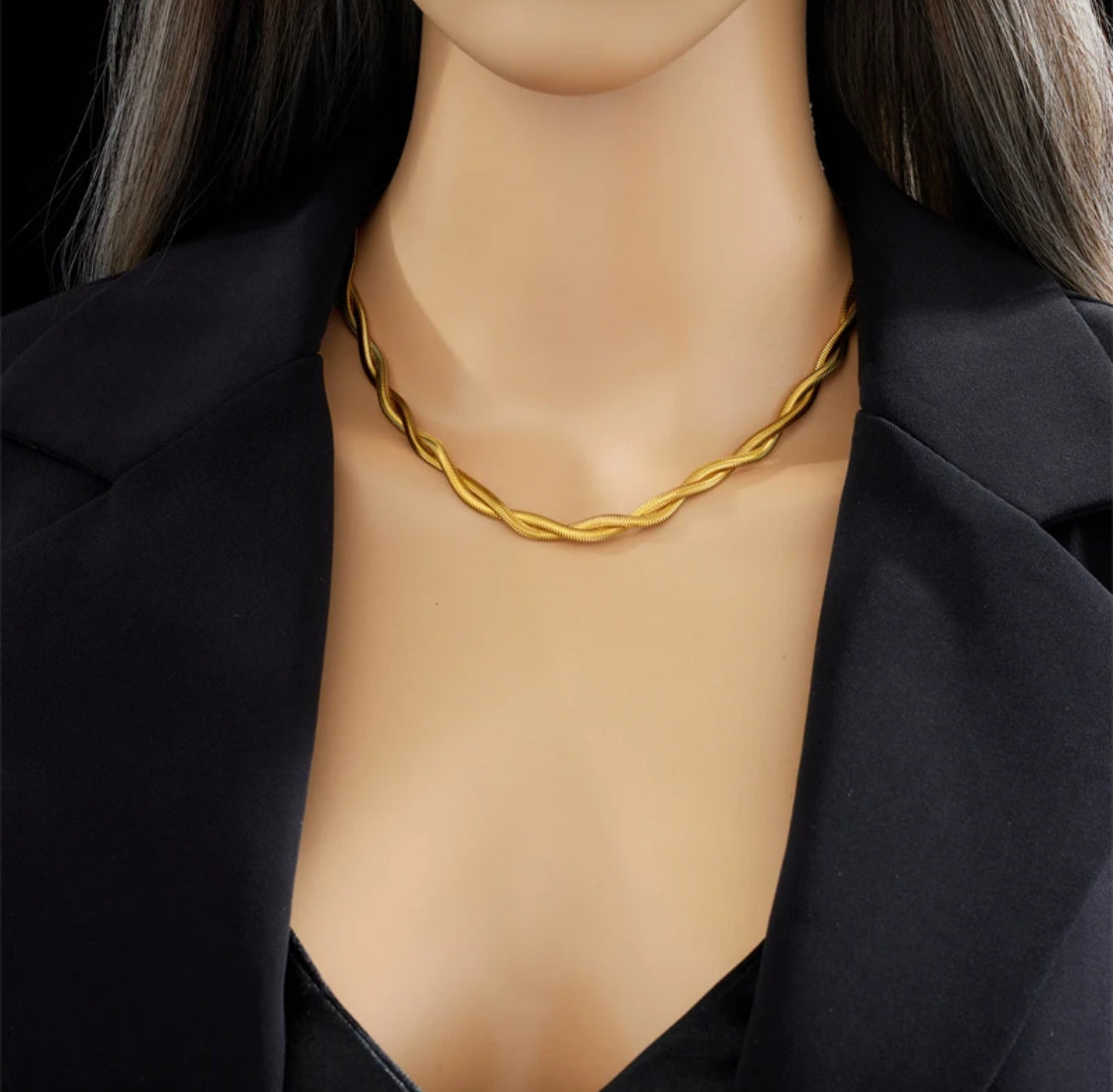 18k Gold Filled Herringbone Necklace & Bracelet Set for women